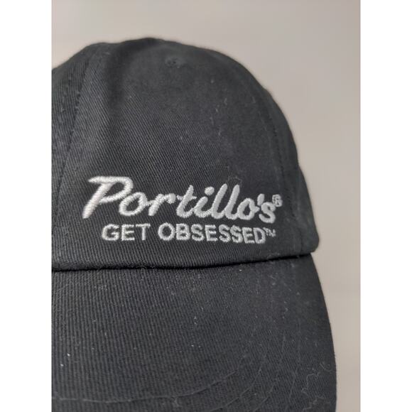 Portillo's Hot Dogs Slideback Hat Adjustable Black Embroidered Logo - Picture 3 of 9